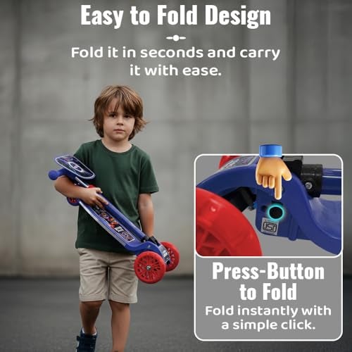 StarAndDaisy X NASA Kick Scooter for Kids 3+ Years, Foldable Skate Scooter for Children Girls & Boys with Multi-Level Height Adjustment, LED Wheels & Brakes -(Officially Licensed) (Red-Blue) - Image 2