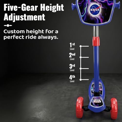 StarAndDaisy X NASA Kick Scooter for Kids 3+ Years, Foldable Skate Scooter for Children Girls & Boys with Multi-Level Height Adjustment, LED Wheels & Brakes -(Officially Licensed) (Red-Blue) - Image 3