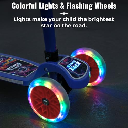 StarAndDaisy X NASA Kick Scooter for Kids 3+ Years, Foldable Skate Scooter for Children Girls & Boys with Multi-Level Height Adjustment, LED Wheels & Brakes -(Officially Licensed) (Red-Blue) - Image 4