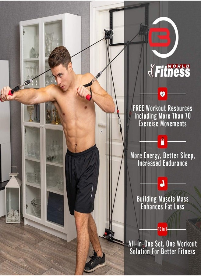Fitness World The Tower 200 device and adjustable tension and pull resistance bands are mounted on the door, suitable for exercises at home  - Image 2