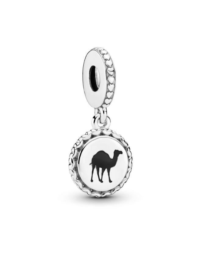 Dromedary silver dangle with black enamel