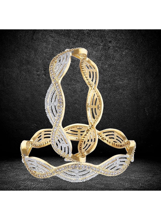 YouBella أساور مجوهرات ذهبية مطلية بالألماس الأمريكي من يوبيلا للنساء والفتيات (2.4) - Image 2