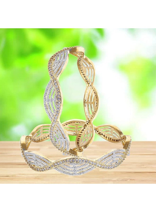 YouBella أساور مجوهرات ذهبية مطلية بالألماس الأمريكي من يوبيلا للنساء والفتيات (2.4) - Image 4