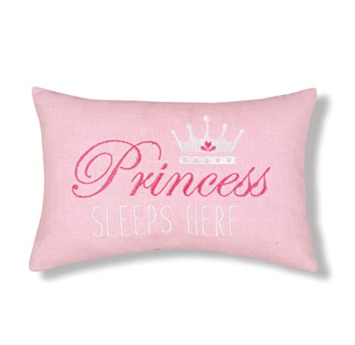 C&F Home Pink Princess Sleeps Here Extra Small Accent Pillow 6" x 9" Decor Decoration Soft Embroidered Novelty Mini Throw Pillow for Girls Kids Toddler Children 6" x 9" Pink - Image 1