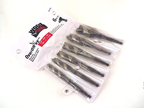WoodOwl طقم مثقاب خشبي 6 قطع أوفر درايف سريع الحفر مثقاب براد نقطة مع الأحجام التالية 1/2”، 5/8”، 3/4”، 7/8”، 1” و 1 1/4” 00706 - Image 3