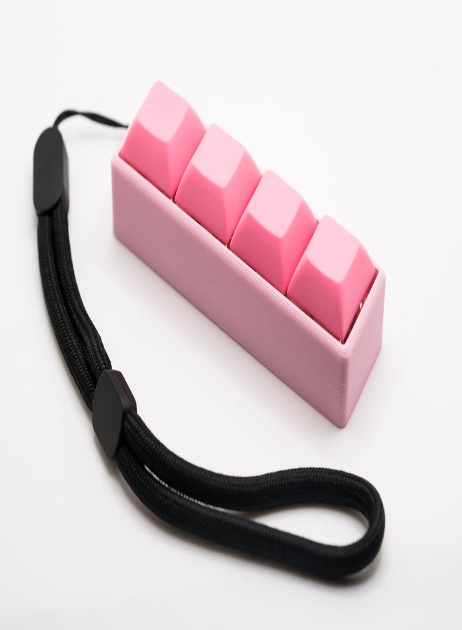 Four-Button Clicky Mechanical Switch Fidget Toy | Stim Toy, Stress Relief, ADHD (Pink Base, Pink Keycaps)