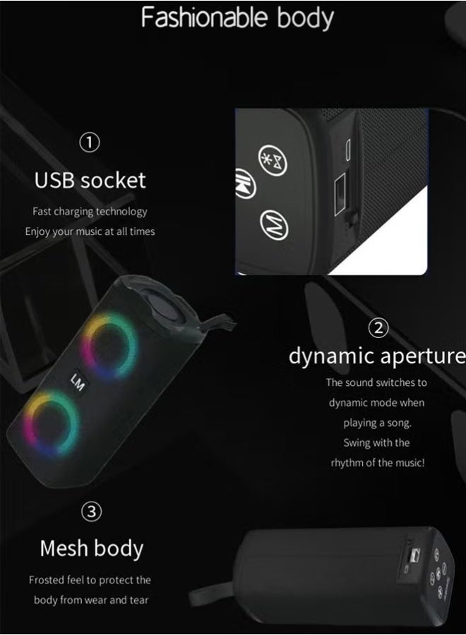 Portable Bluetooth Speaker Wireless Speaker with 4 Ω 5W+5W Loud Stereo Sound Outdoor Speaker with Bluetooth 5.0 Deep Bass RGB Lights 3-4 H Playtime for Home Party - Image 5