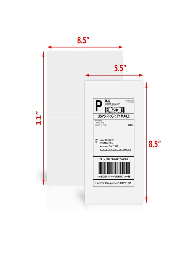 9527 Product Half Sheet Self Adhesive Shipping Labels for Laser & Inkjet Printers White Blank,2 Labels per Sheet, 200 Labels - Image 3