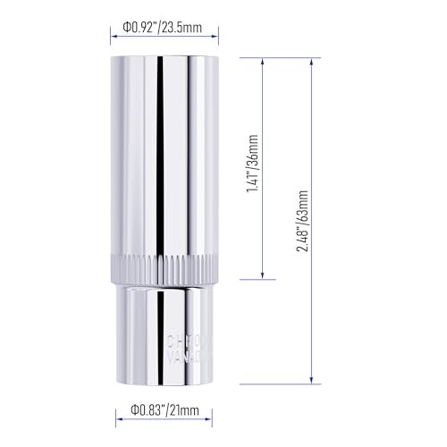 FOCMKEAS 17mm Deep Socket, 3/8 Inch Drive, 6-Point, Metric, Heat Treated CR-V Steel Sockets, Full Polishing, 2.5 Inch Length - Image 3
