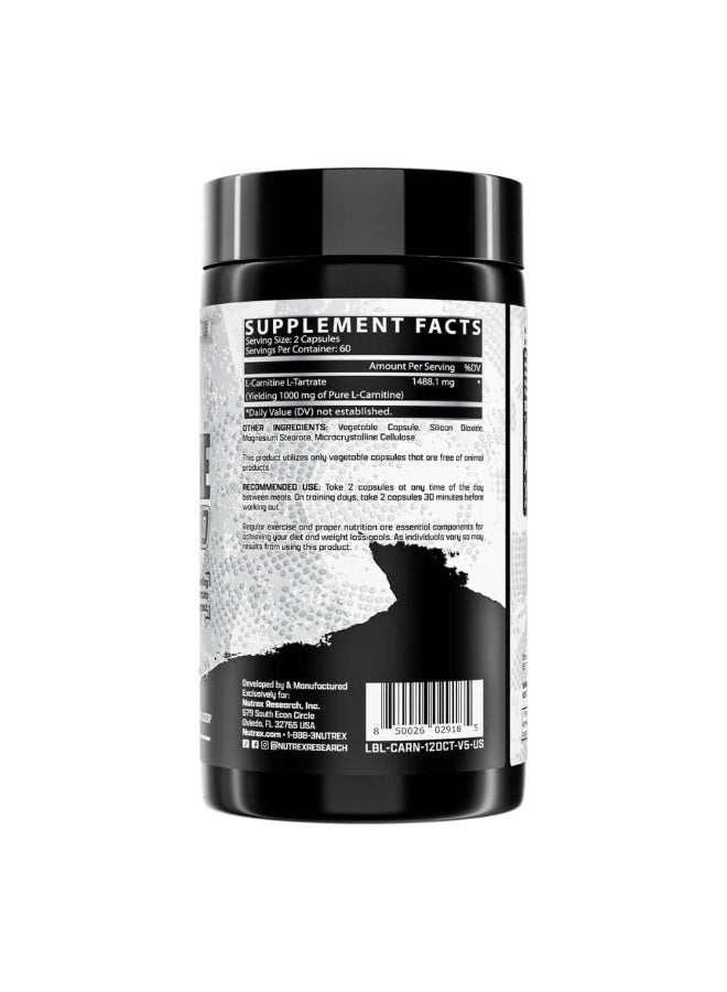 Nutrex Research L-Carnitine 1000 mg Formula Amino Acid Fitness Supplement Capsules for Active Lifestyle Routines, 120 Count - Image 3