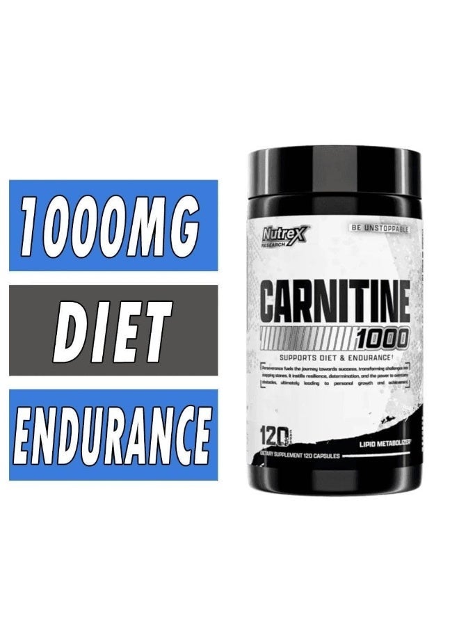 Nutrex Research L-Carnitine 1000 mg Formula Amino Acid Fitness Supplement Capsules for Active Lifestyle Routines, 120 Count - Image 2
