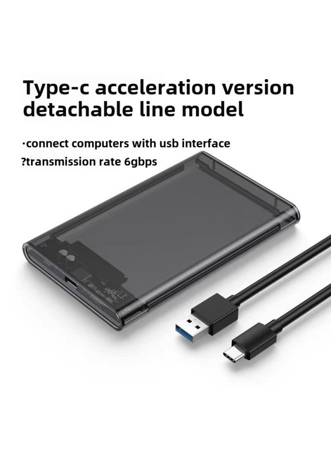 صندوق قرص صلب أسود شفاف 2.5 بوصة TYPE-C 3.1 صندوق قرص صلب خارجي ميكانيكي SATA خارجي ذو حالة صلبة - اللون: Type-c 3.1 صندوق قرص صلب أسود شفاف - Image 2
