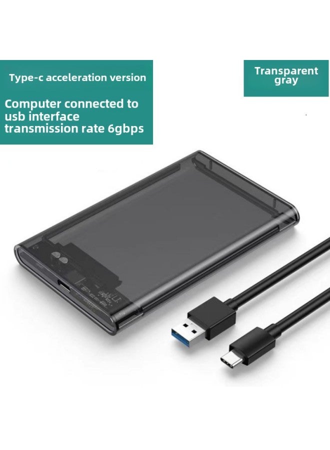 صندوق قرص صلب أسود شفاف 2.5 بوصة TYPE-C 3.1 صندوق قرص صلب خارجي ميكانيكي SATA خارجي ذو حالة صلبة - اللون: Type-c 3.1 صندوق قرص صلب أسود شفاف - Image 1