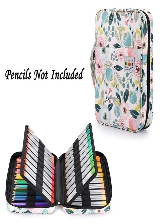 BTSKY Portable Colored Pencil Case - Colored Pencil Organizer Holds 166 Pencils or 112 Gel Pens Large Capacity Zippered Pencil Holder Gel pens Watercolor Flowers - Image 2