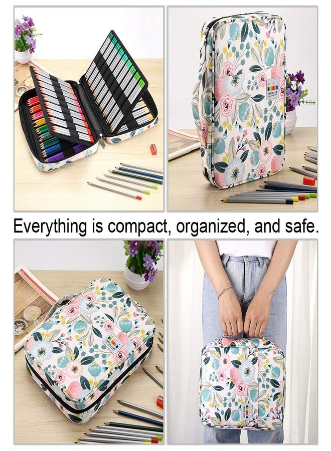 BTSKY Portable Colored Pencil Case - Colored Pencil Organizer Holds 166 Pencils or 112 Gel Pens Large Capacity Zippered Pencil Holder Gel pens Watercolor Flowers - Image 5