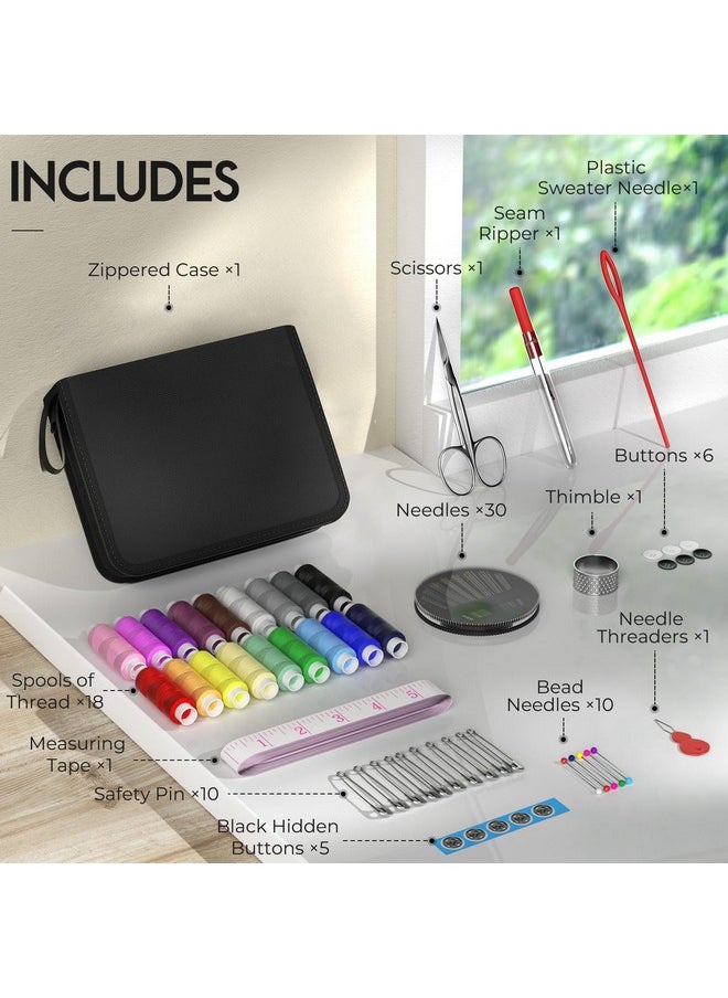 Coquimbo Coquimbo Sewing Kit Stocking Stuffers Gifts for Women Men Adults Kids Teens Mom Grandma Beginner Kids Traveler, Portable Sewing Supplies Accessories Contains Thread, Needle, Scissors (Black, M)  - Image 3
