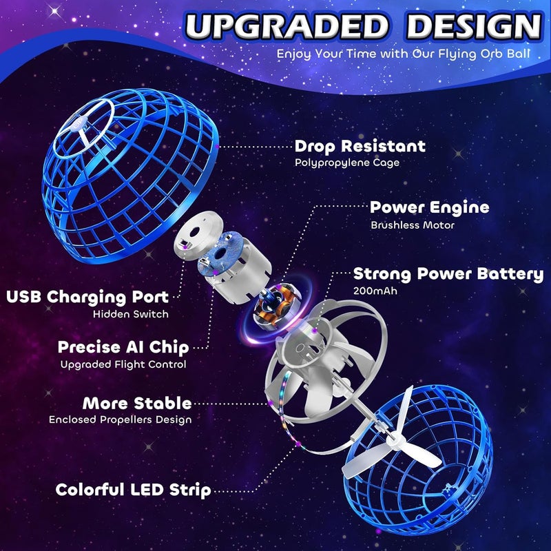 Tikduck Flying Orb Ball 2025 Toys Soaring Hover Boomerang Spinner Hand Controlled Mini Drone Cosmic Globe Spinning Kids Adults Outdoor Birthday Gift Cool Stuff for Boys Girls 6 7 8 9 10+ Year Old - Image 4