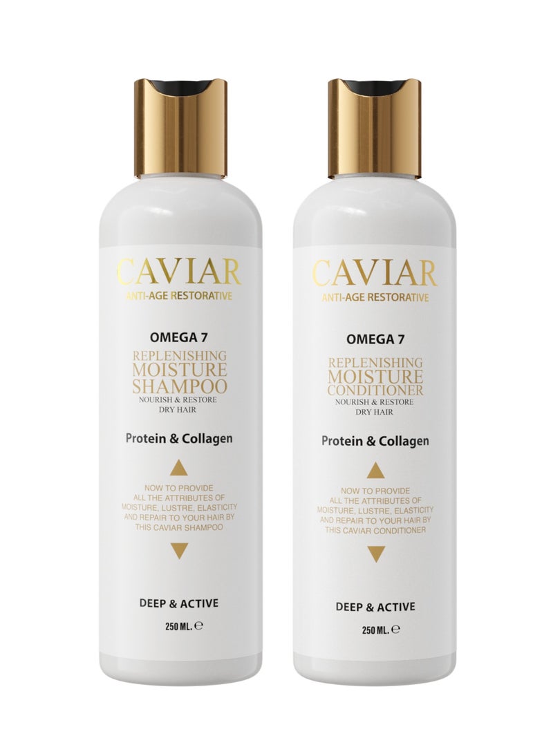 Caviar Shampoo and Conditioner Set for Regenerating and Moisturizing Hair 250ml