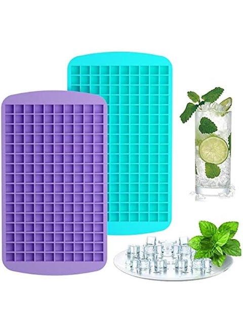Upgrade Silicone Mini Ice Cube Trays, 2 Pack 320 Small Ice Cube Molds, Easier to Release, Crushed Ice for Chilling Drinks, Whiskey, Cocktail, Flexible Stackable for Freezer1