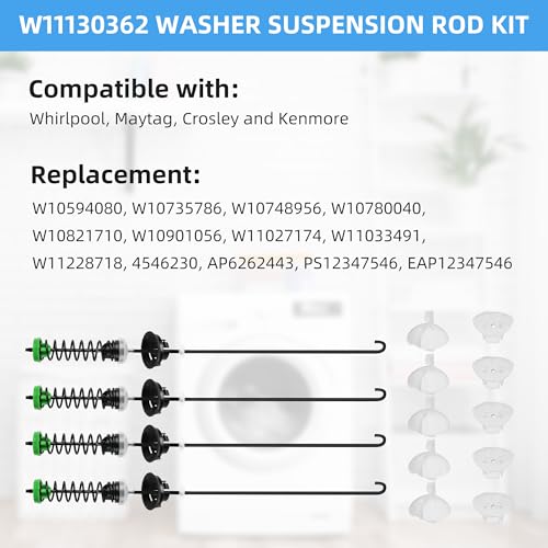 APPLIANCEMATES W11130362 WTW5000DW2 WTW5000DW3 MVWX655DW1 MVWC565FW1 WTW5000DW1 Washer Suspension Rod Kit for Maytag Whirlpool Washer Parts Replaces 7MMVWC565FW0 W10780040 W10594080 W10735786 W10748956 11022352510 - Image 3
