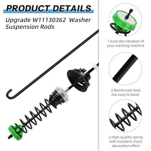 APPLIANCEMATES W11130362 WTW5000DW2 WTW5000DW3 MVWX655DW1 MVWC565FW1 WTW5000DW1 Washer Suspension Rod Kit for Maytag Whirlpool Washer Parts Replaces 7MMVWC565FW0 W10780040 W10594080 W10735786 W10748956 11022352510 - Image 4