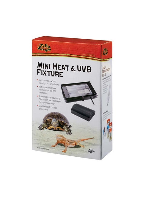 Reptile Terrarium Enclosure Mini Heat & Uvb Light Fixture (Bulb Sold Separately), White, 1 Count (Pack Of 1)