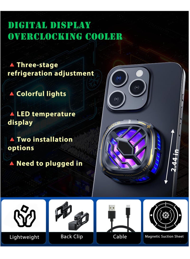 XiuWoo Magnetic Phone Cooler - Portable Lightweight RGB Mobile Cooling Fan, Radiator with Temperature Display for Gaming,Tiktok Live Streaming - Image 5