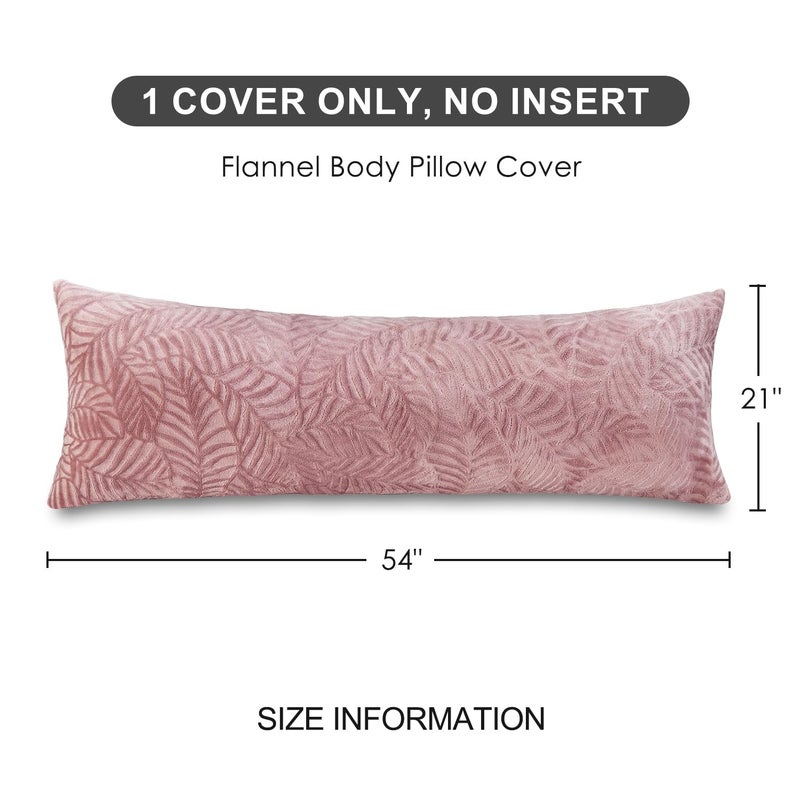 SOCHOW Body Pillow Cover 21x54 Inches, Super Soft and Cozy Leaves Textured Fleece Long Body Pillowcase with Zipper Closure,1 Pack, Dusty Pink - Image 5