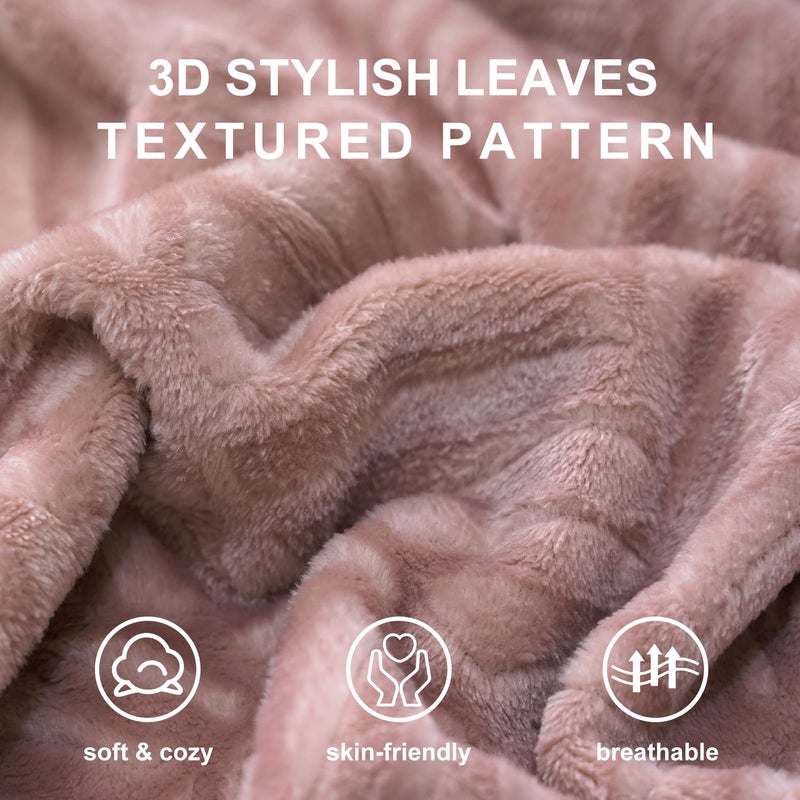 SOCHOW Body Pillow Cover 21x54 Inches, Super Soft and Cozy Leaves Textured Fleece Long Body Pillowcase with Zipper Closure,1 Pack, Dusty Pink - Image 4