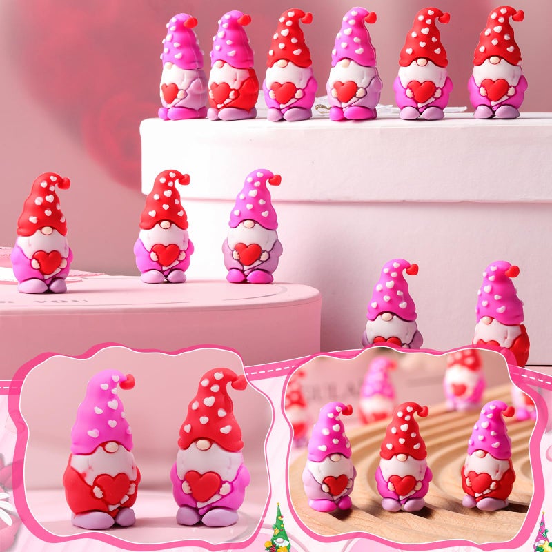 DoubleFill 50 Pcs Valentine's Day Mini Gnomes Figures Tiny Gnomes Figurines for Gifts Small Gnome to Hide Rubber Gnome Statues for Valentines Party (3 Colors) - Image 4