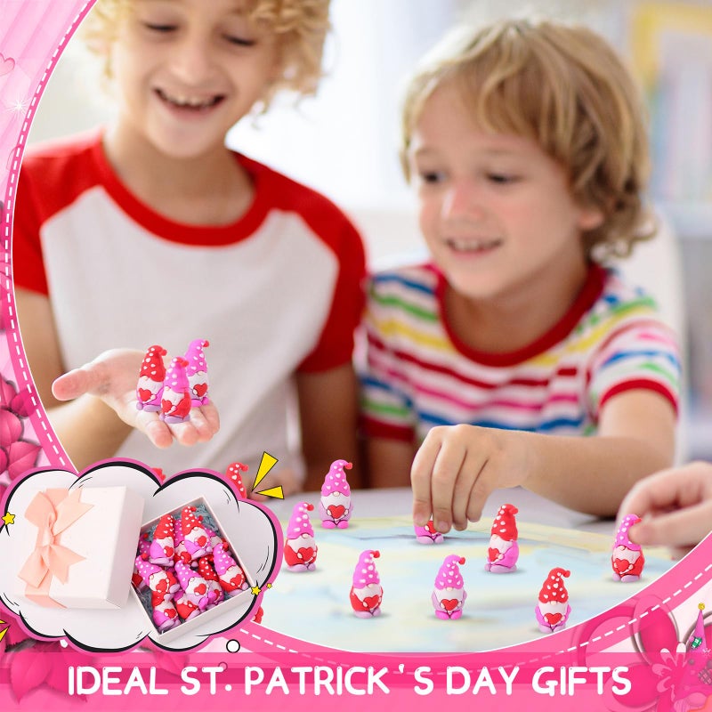 DoubleFill 50 Pcs Valentine's Day Mini Gnomes Figures Tiny Gnomes Figurines for Gifts Small Gnome to Hide Rubber Gnome Statues for Valentines Party (3 Colors) - Image 5