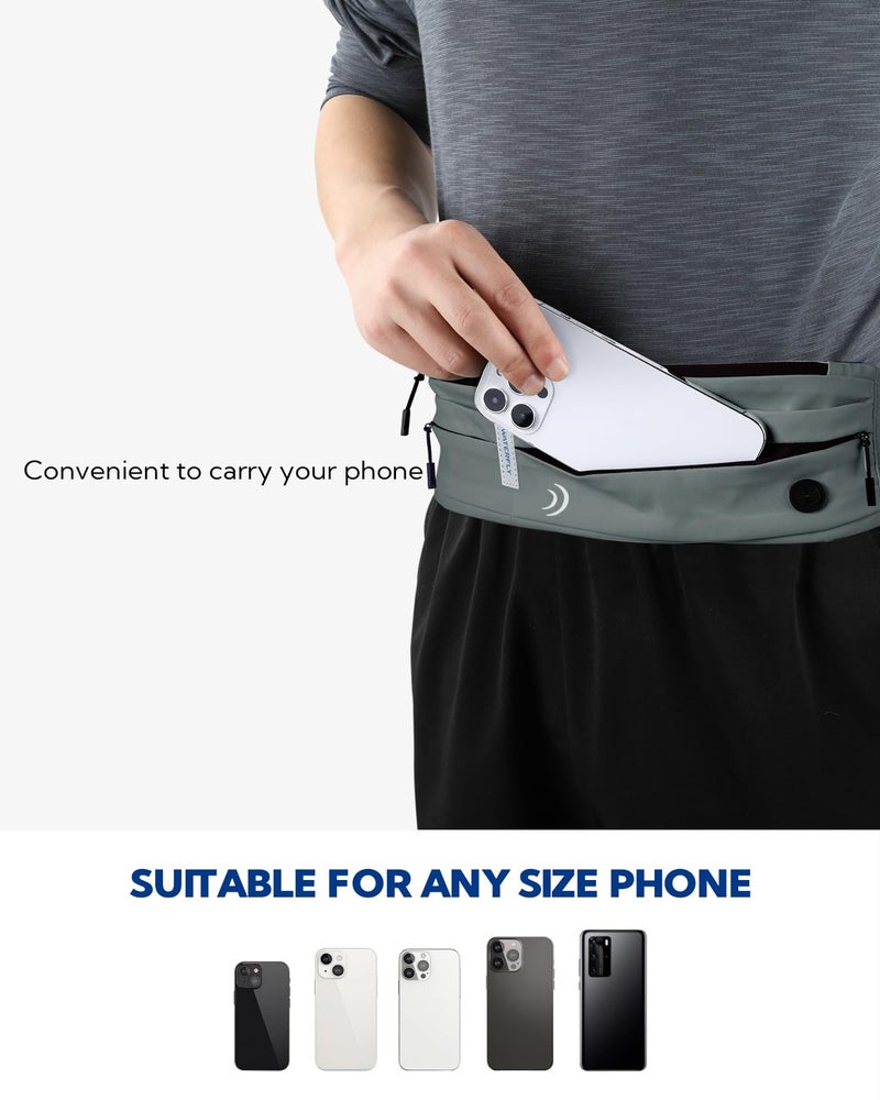 WATERFLY Running Belt Fanny Pack: Runner Marathon Jogging Waist Pack Sport Workout Exercise Fitness Phone Holder Belt for Men Women Jogger Slim Waistband Black - Image 3
