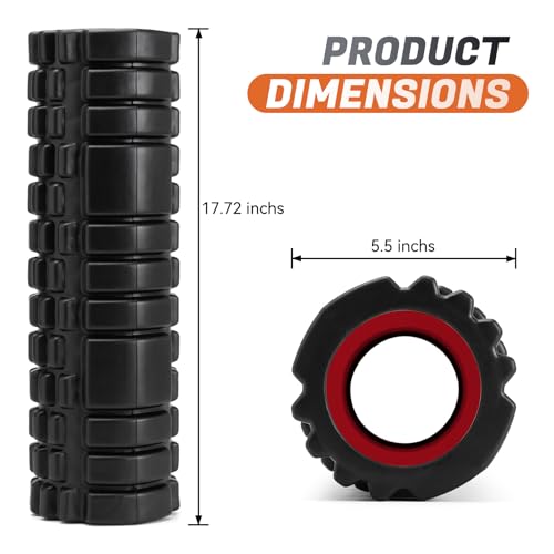Zmarthumb Foam Roller for Deep Tissue Massager, 18" Trigger Point Foam Roller, Patented Exercise Roller for Muscle Recovery, Physical Therapy, Improves Mobility, Fitness, Yoga and Pilates (Black) - Image 2