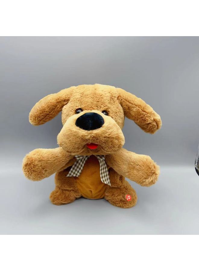 SOURCE Manufacturer Hot Electric Ear Dog Plush Toy Clapping Fun Recording Speed-Color:Light Brown South Korean Velvet-Specifications:28cm  - Image 1