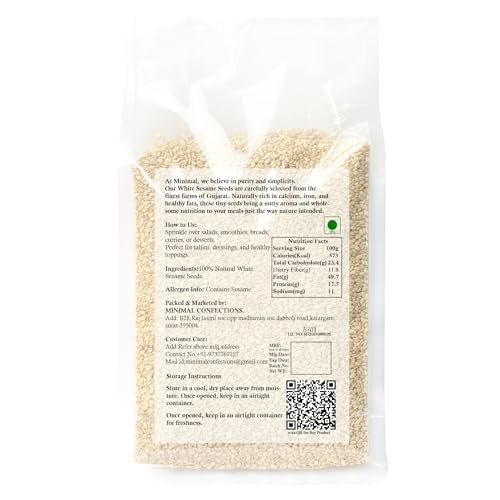 Minimal Raw Organic White Sesame Seeds 800g - Clean and White Til (Safed Til Seeds for Eating) - Image 2