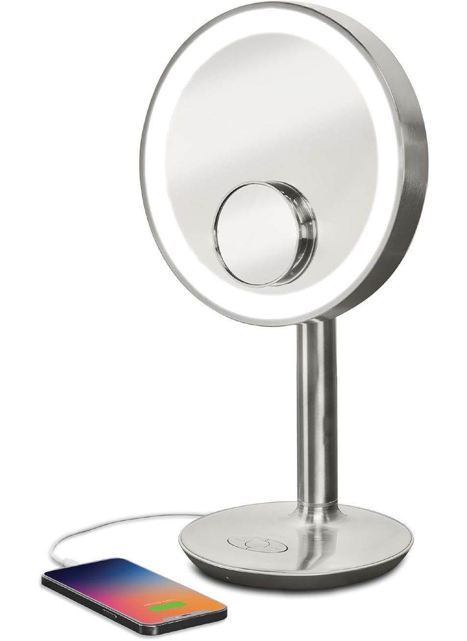 iHome iHome Vanity Mirror with Lights, Makeup Mirror with Bluetooth Speaker, USB Charging, and Removable Magnifying Mirror (iCVBT82SN) 