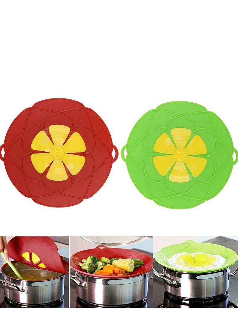 SOLARAE 2 Pack Spill Stopper Lid Cover, 10.2 inch, Boil Over Silicone Lids, Microwave Splatter Cover, BPA-Free Silicone and Dishwasher Safe, Home Kitchen Essential - Image 1