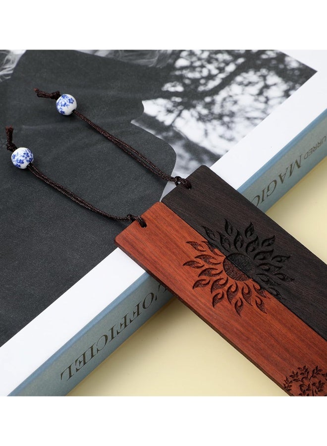 2 Pcs Wood Bookmark, Unique Bookmarks Gift for Men Women, Book Marks Accessories (Sun and Tree) - Image 4