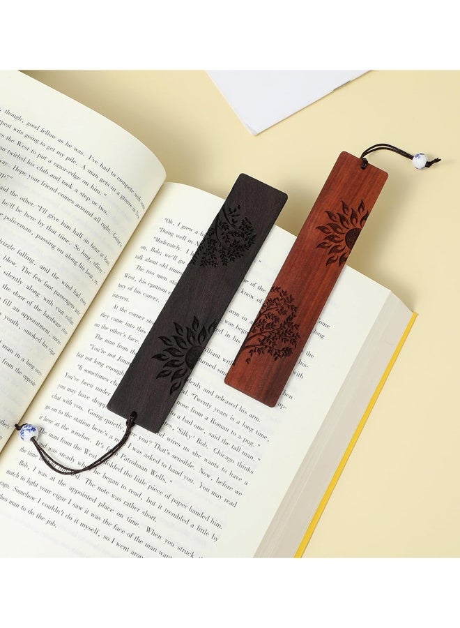 2 Pcs Wood Bookmark, Unique Bookmarks Gift for Men Women, Book Marks Accessories (Sun and Tree) - Image 2