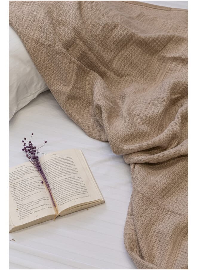 MEHALLA - Bed Cover - Doby - Single -Café -180*250 -100% Cotton - Image 1