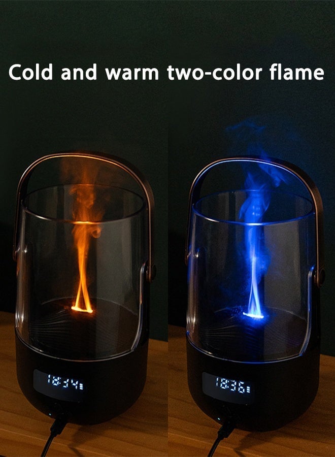 DAKS Retro Flame Essential Oil Diffuser & Air Humidifier with Clock, Simulated Flame Effect, Dual-Color LED Light, 2H/8H Timer, Auto Shut-Off, Portable Aromatherapy Diffuser for Bedroom, Home & Office - Image 4