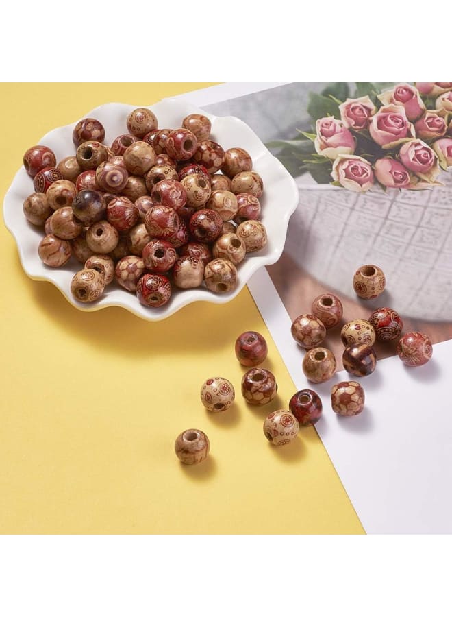 300pcs/bag Natural Painted Wood Beads Mixed Color 13mm 0.5" Round Dreadlock Beads for Jewelry Making Craft Hair DIY Macrame Bracelet Necklace - Image 3