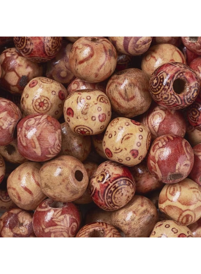 300pcs/bag Natural Painted Wood Beads Mixed Color 13mm 0.5" Round Dreadlock Beads for Jewelry Making Craft Hair DIY Macrame Bracelet Necklace - Image 2