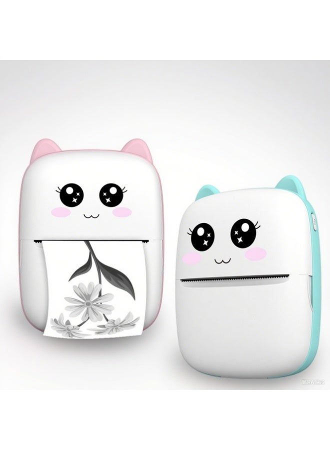 ELTRAZONE Rechargeable Mini Thermal Printer, Cute Cat Design Wireless Bluetooth Inkless Pocket Printer for Labels & Notes - Image 1