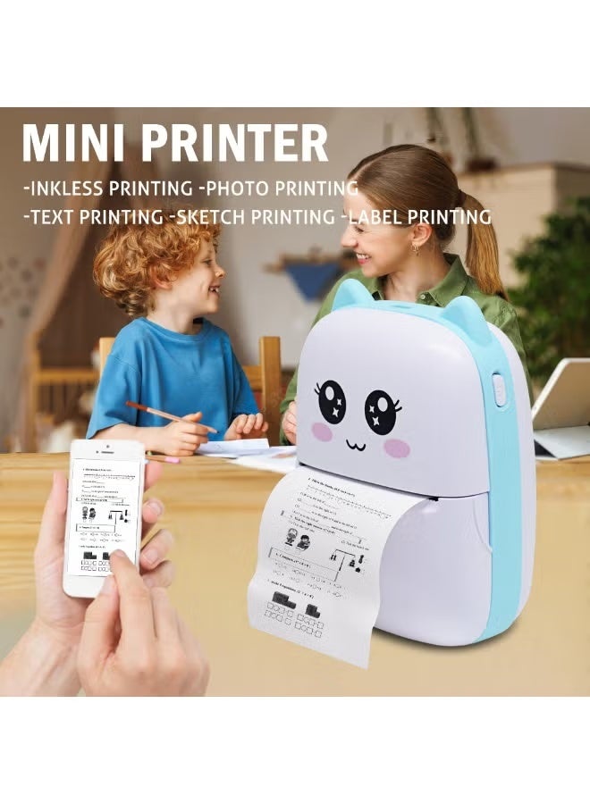 ELTRAZONE Rechargeable Mini Thermal Printer, Cute Cat Design Wireless Bluetooth Inkless Pocket Printer for Labels & Notes - Image 2