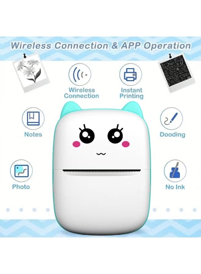 ELTRAZONE Rechargeable Mini Thermal Printer, Cute Cat Design Wireless Bluetooth Inkless Pocket Printer for Labels & Notes - Image 5