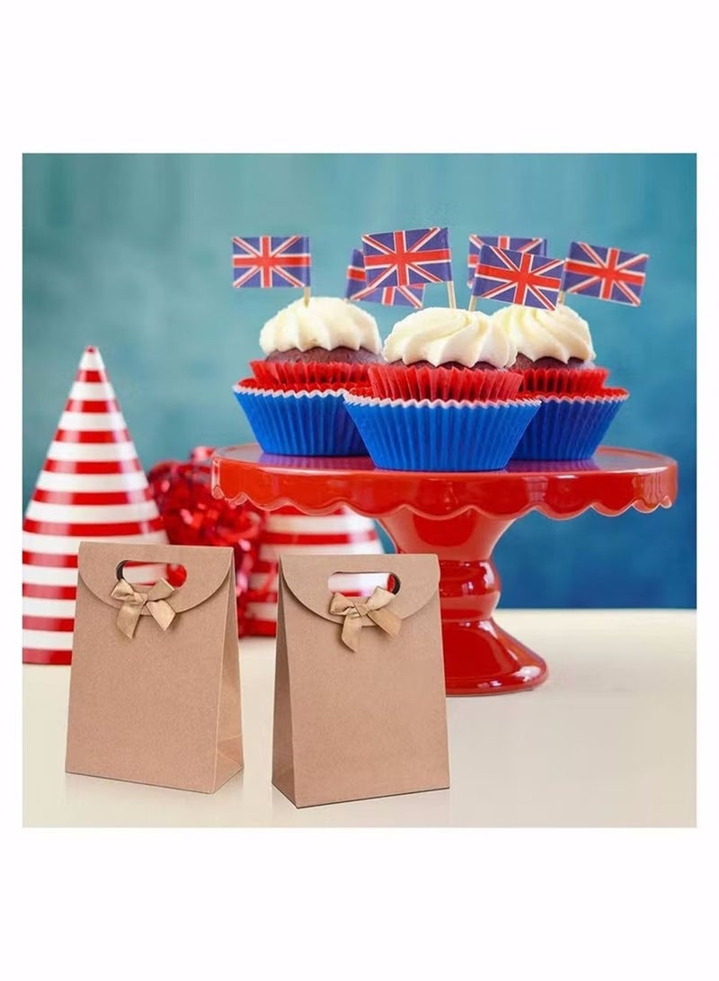 12 Pieces Kraft Paper Packaging Bags Kraft Paper Bags Candy Bags Paper Party Bags Party Favor Paper Gift Bags Paper Bags with Handles for Packaging Banquet Gifts Candies Biscuits - Image 5