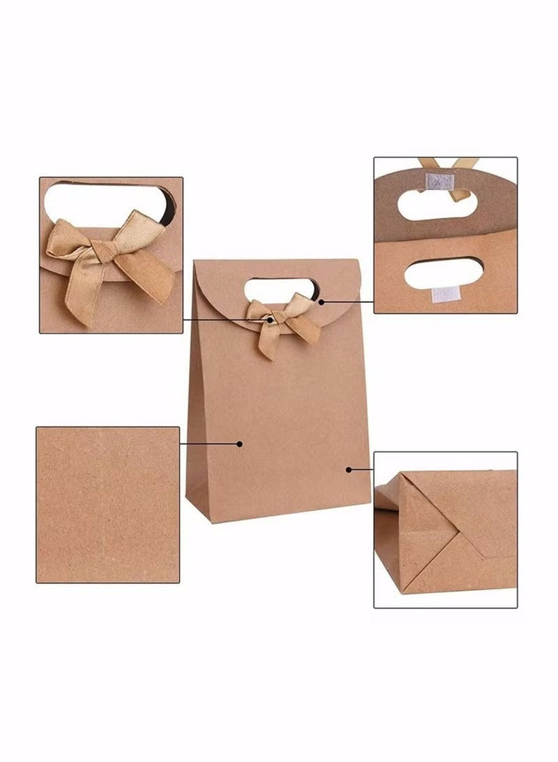 12 Pieces Kraft Paper Packaging Bags Kraft Paper Bags Candy Bags Paper Party Bags Party Favor Paper Gift Bags Paper Bags with Handles for Packaging Banquet Gifts Candies Biscuits - Image 2