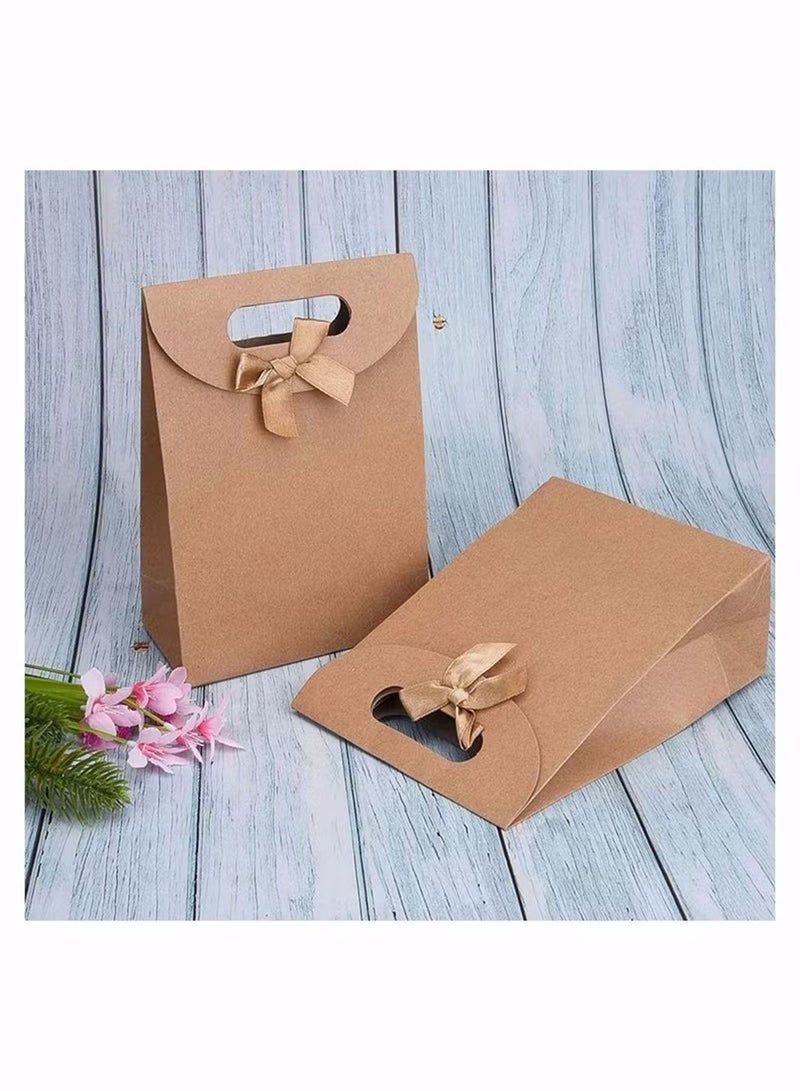 12 Pieces Kraft Paper Packaging Bags Kraft Paper Bags Candy Bags Paper Party Bags Party Favor Paper Gift Bags Paper Bags with Handles for Packaging Banquet Gifts Candies Biscuits - Image 4