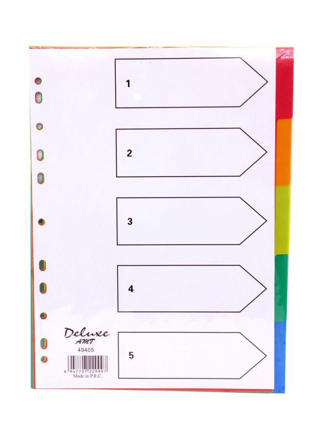 5 Tab PVC Color Divider Stationery Binder Index Dividers
